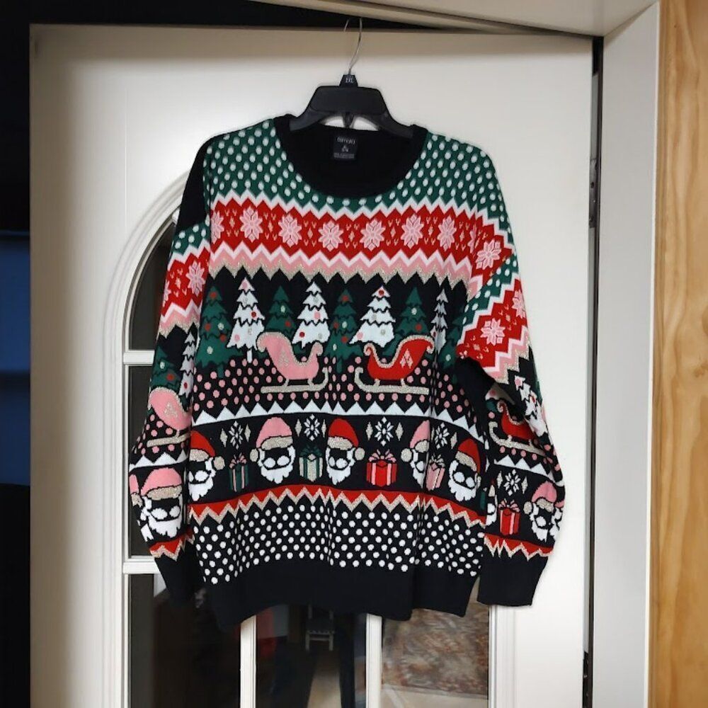 Esmara Black Multi-Color Ugly Christmas Sweaier Size Women's XL Worn 1 Time